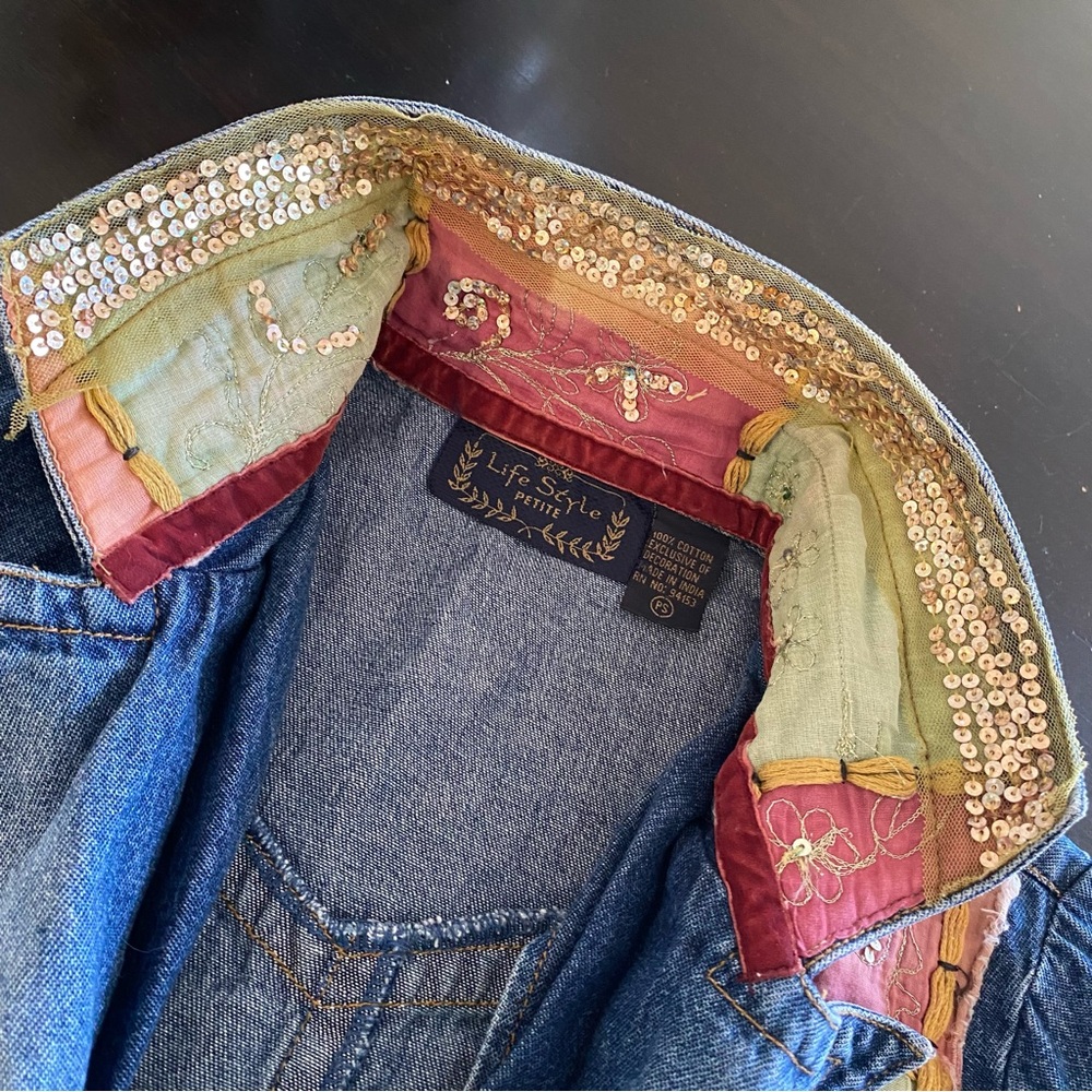 Colorful Patchwork Denim Jacket Western Core - image 5